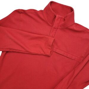 Victorinox 1/4 Zip Shirt Mens L Red Solid Tailored Fit Stretch Long Sleeve Top